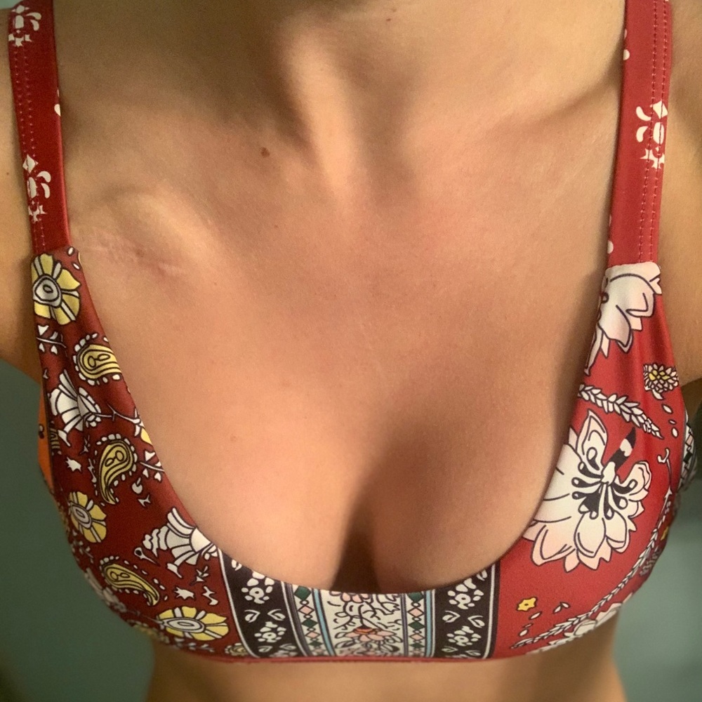Zaful Red Paisley Bikini Top